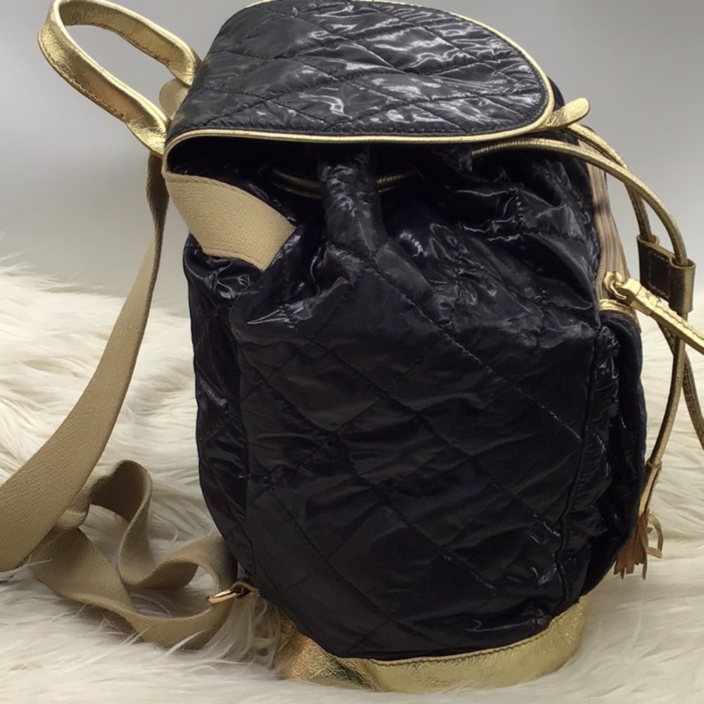 Dooney & Burke Quilted Black Gold Backpack - Picture 6 of 16